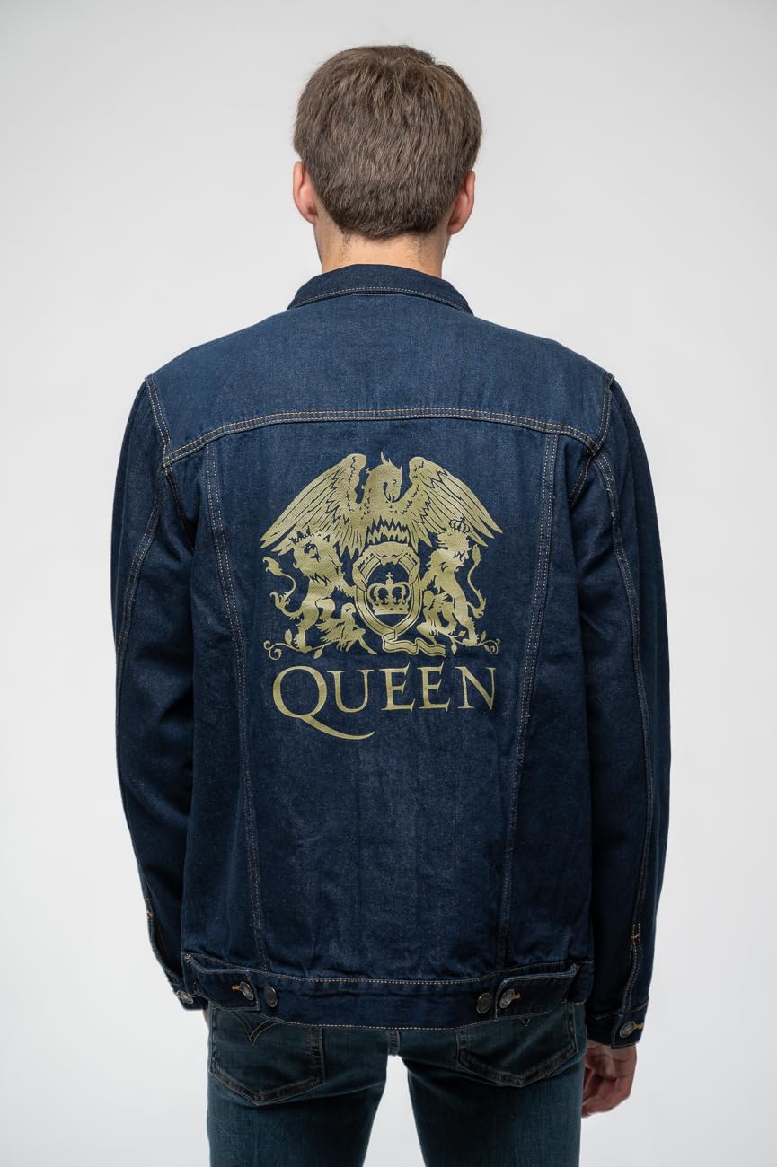 Queen Denim Veste Classic Crest Band Logo Nouveau Officiel Unisex Size M