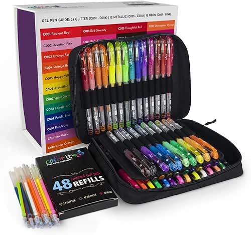ColorIt Gel Pens for Adult Coloring – 96 Pack with