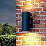 Fassung: 2x E27 bis zu 60Watt XL Up Down Wand-Außenleuchte Hamburg in anthrazit 107mm Durchmesser 2x E27 230V Wandlampe für die Hauswand