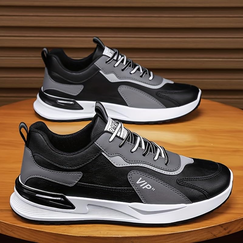 Men's Trendy Outdoor Sneakers, Lace Up Non Slip Comfy Running Shoes for Outdoor Activities Adult's Business Trip All Seasons2