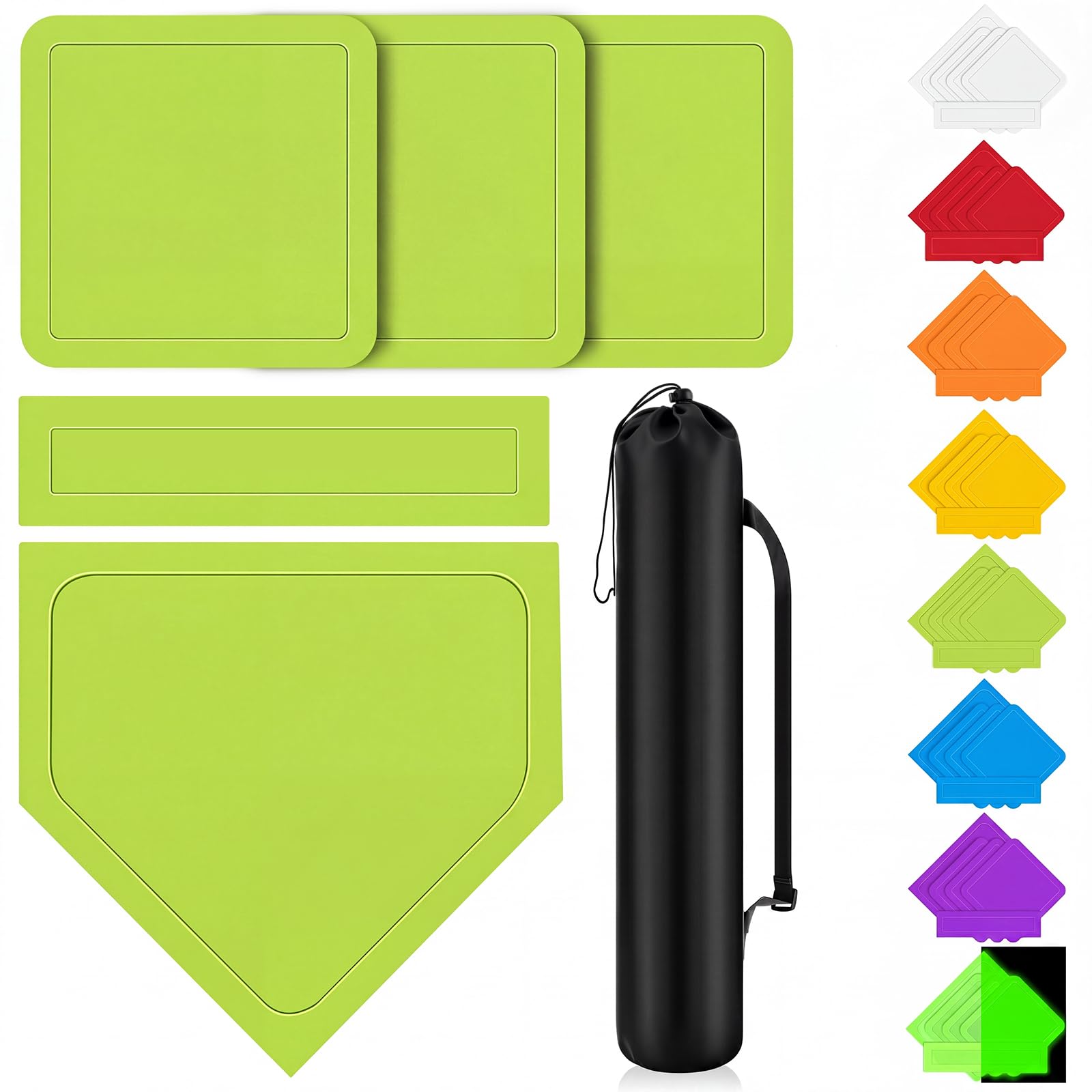 Hiboom 5 Pcs Baseball Bases Home Plate Rubber