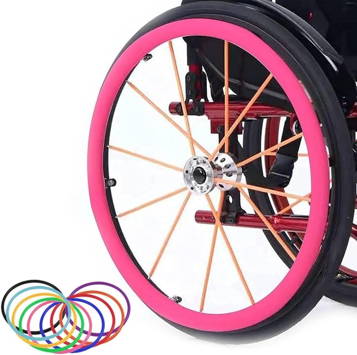 Copertura protettiva in silicone per sedia a rotelle, 56/61 cm, per sedia a rotelle e accessori, 7/56 cm