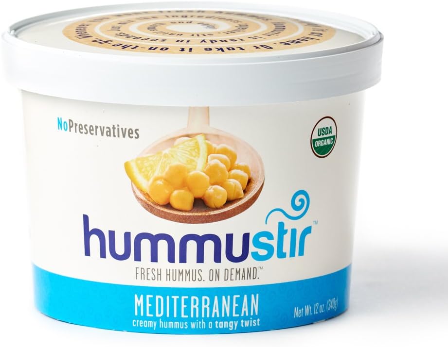 Hummustir Mediterranean Style Organic Hummus (with Lime and Garlic): No Preservatives, 12 oz.