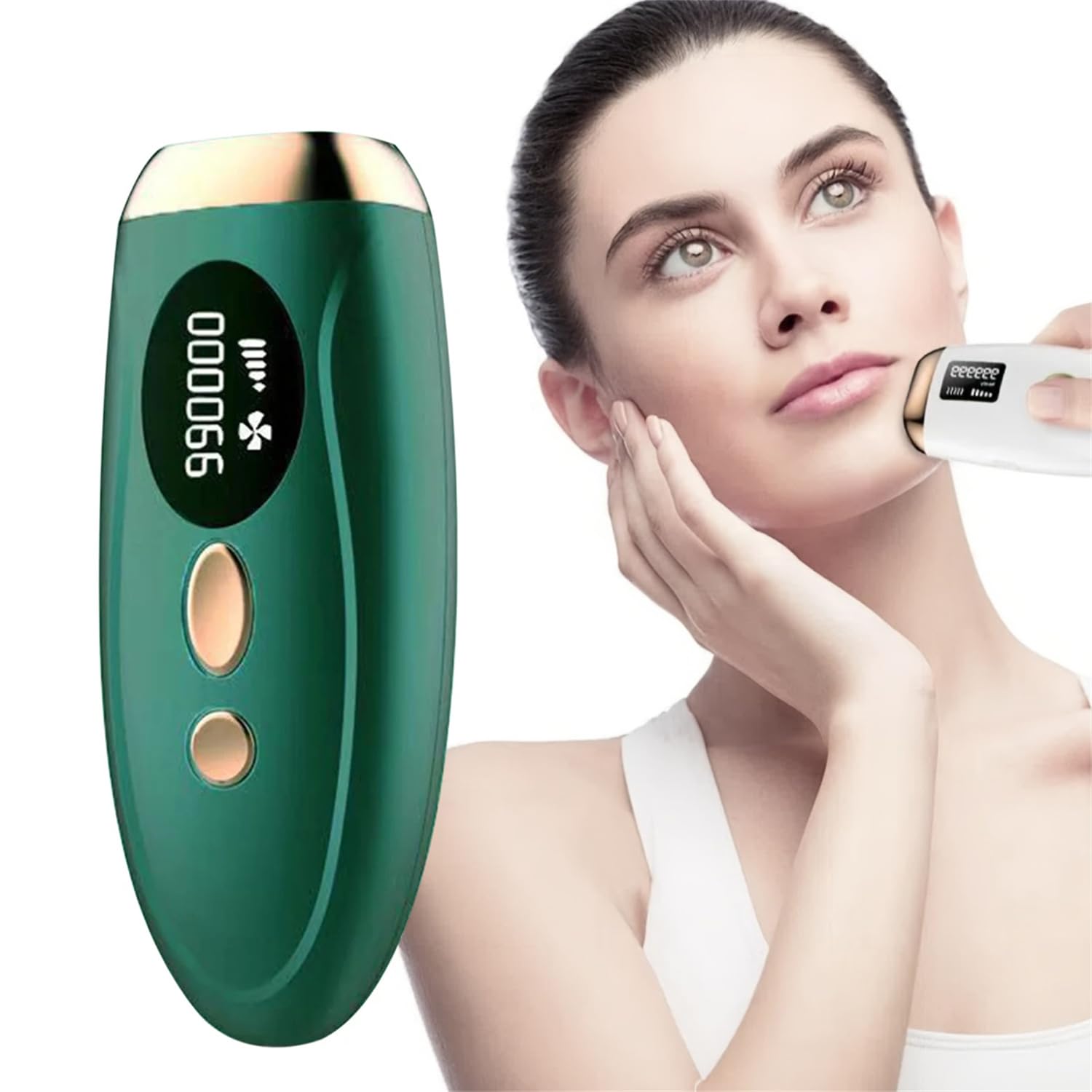 HYTTER Proffessional Hair Removal Device - 5-Levels IPL Ice-feel Hair Removal Instrument for Face, Legs, Armpits, Beard - Top Laser Hair Removal with Diode Laser Technology - Men and Women (Green)