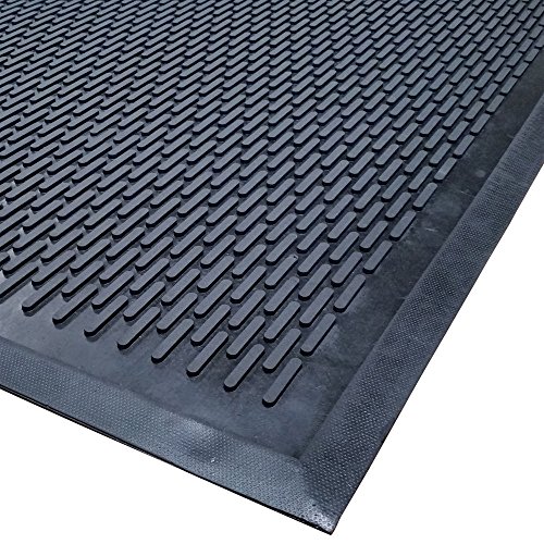 Cactus Mat 1625-46 Rubber Ridge-Scraper Heavy Duty Safety Mat, 4' x 6', Black