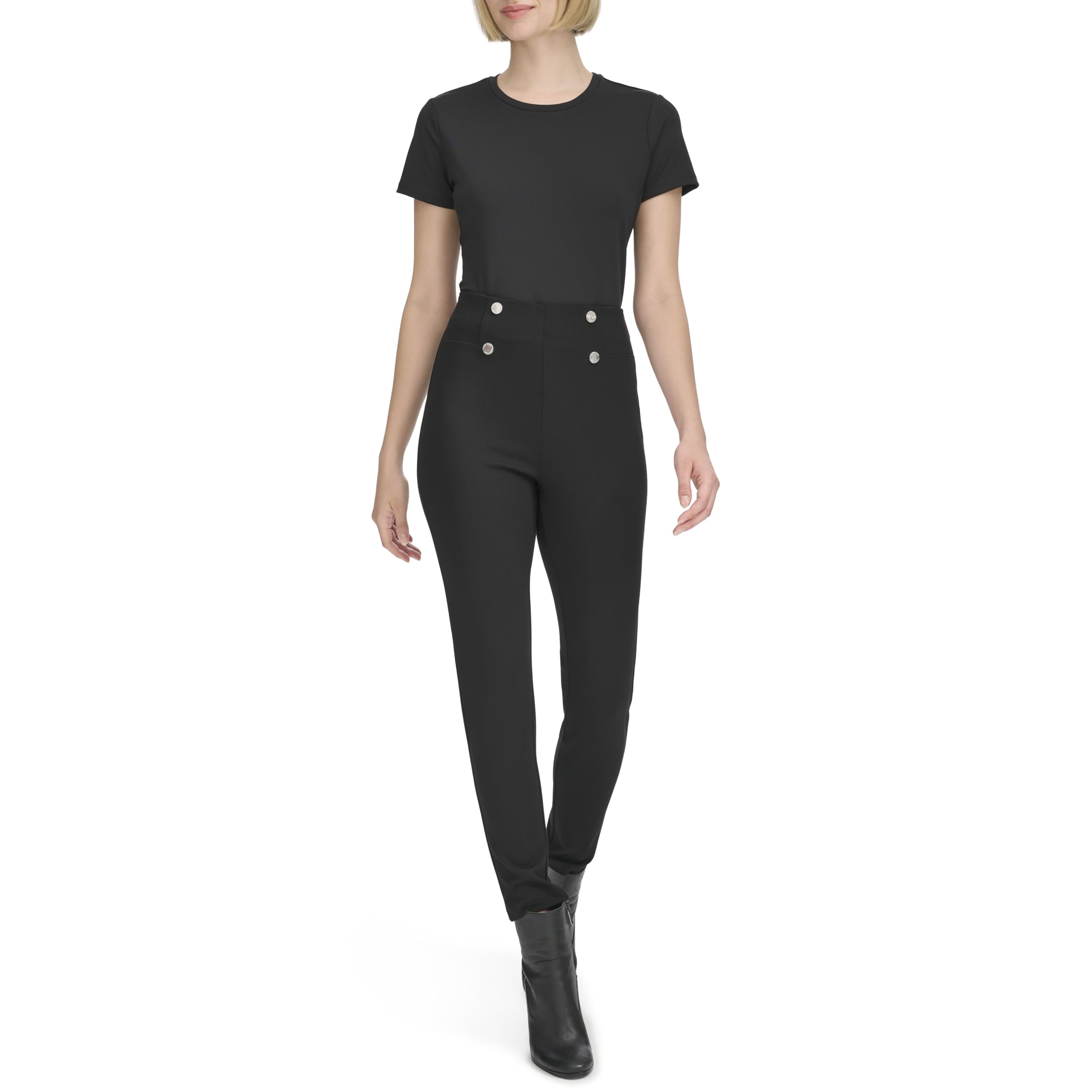 Calvin Klein Womens Button Detail Pull on Pants