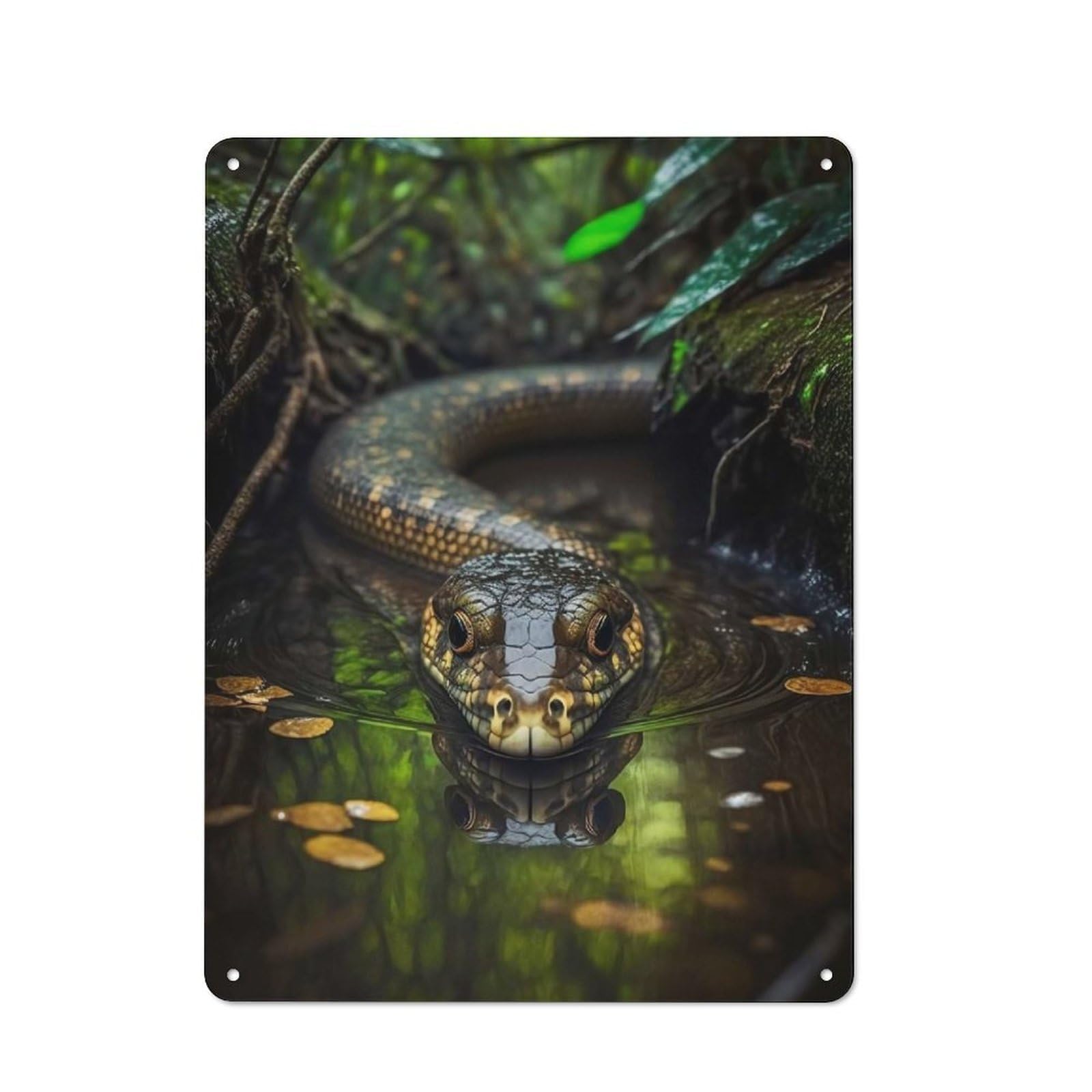 Junmoney Style-17 Snake 2 Industrial Metal Sign 40X30cm, Modern Retro Loft Wall Plaque For Modern Home, Workshop, Office Or Cafe