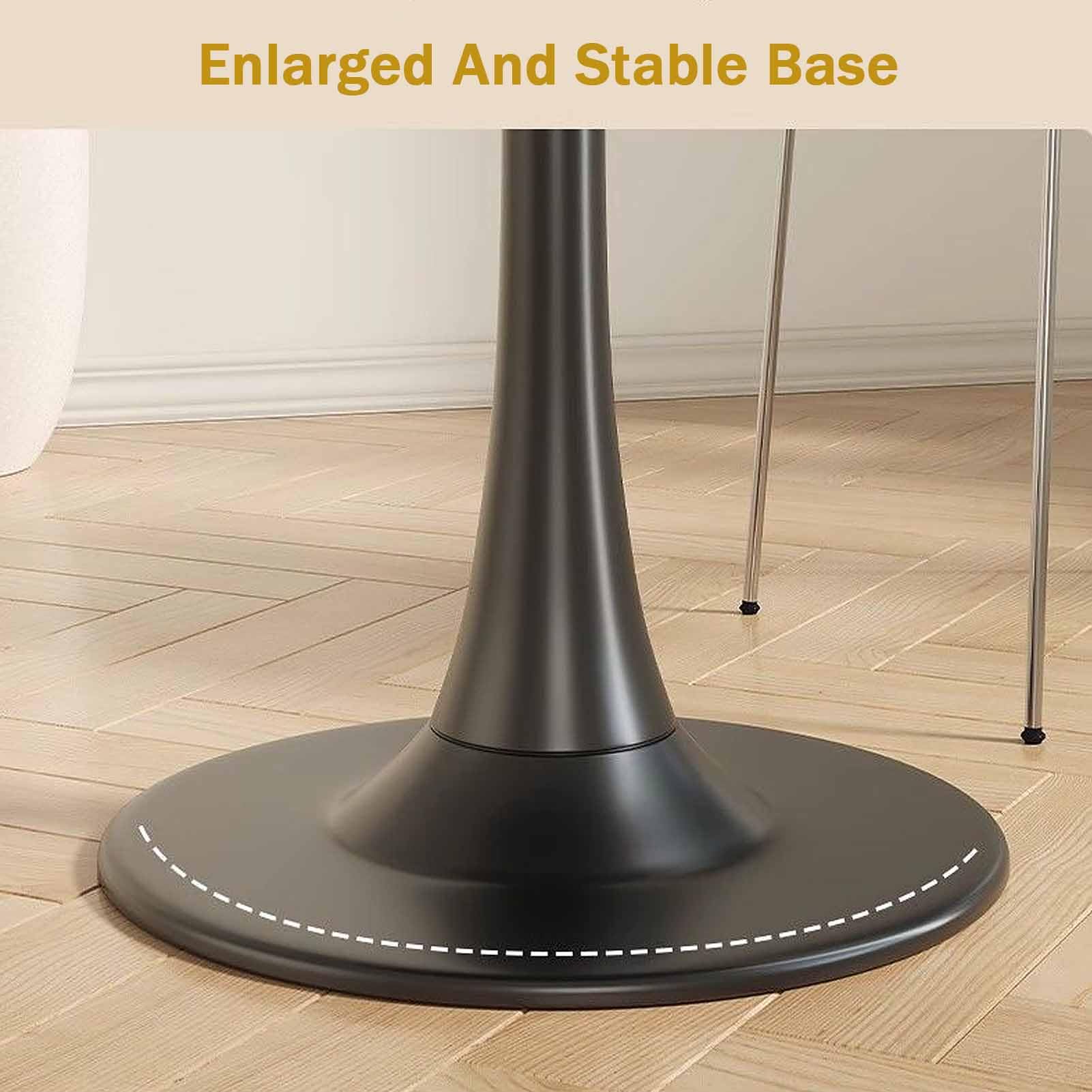 Tavolo da pranzo rotondo per 2-6 persone, con piano nero e gambe in metallo, tavolino slish per sala da pranzo, cucina, caffetteria, design salvaspazio, moderno in pelliccia