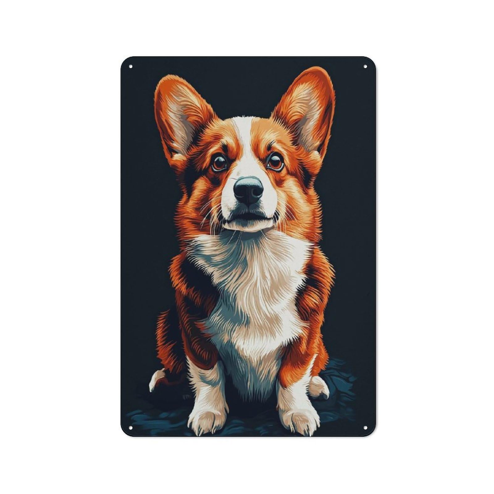 Junmoney Style-10 Country Style Corgi Dog Portrait Poster, Picture, Metal Print, Paint By Creed Decorative Metal Sign 30X20cm, Bistro Wall Plaque For Restaurant, Kitchen, Counter Or Breakfast Nook