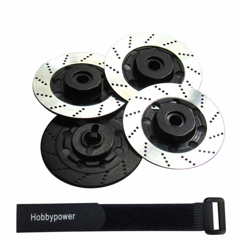 Aluminum 12mm Hex Hub Wheel Tires Brake Disc for 1/10 On-Road Car XI D3 D4 (Pack of 4,Black & Sliver)