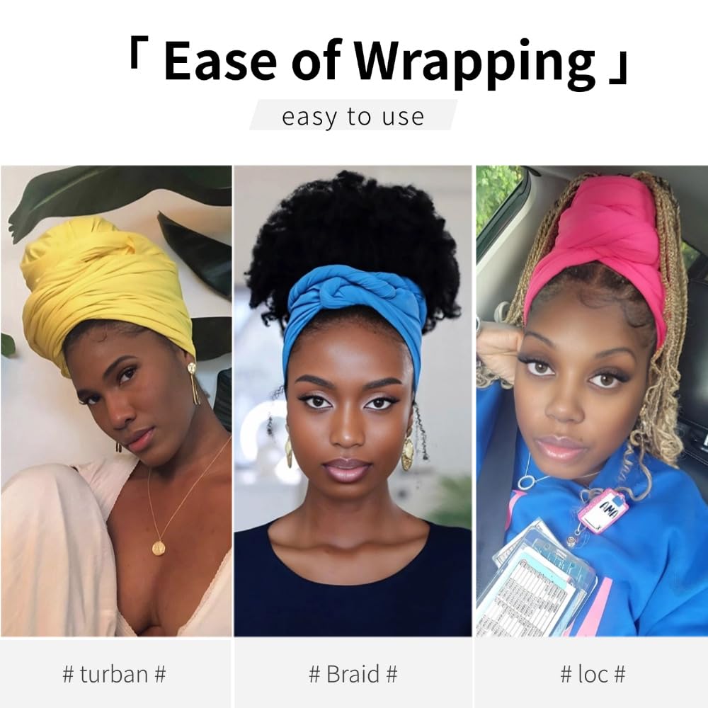 Fasce per la testa per donne nere traspiranti sciarpe per capelli lunghi fasce morbide larghe fasce per capelli per Locs