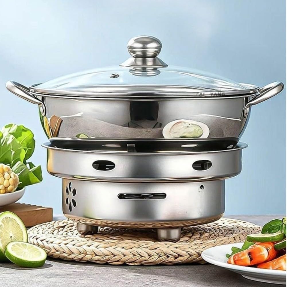 Olla Camping para acero Inoxidable 30cm Doble para cámara Olla(3Pcs)
