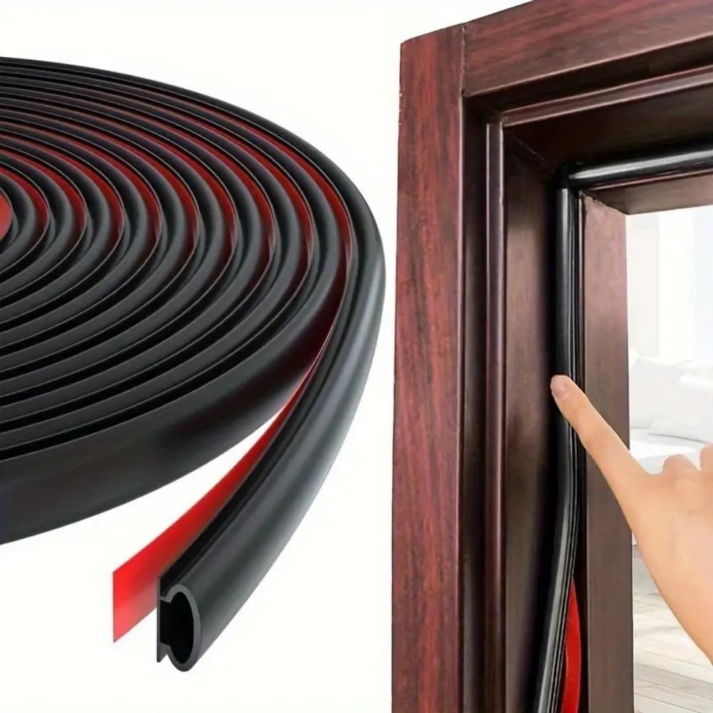 Guarnizione per finestra a D, isolamento freddo e acustico, guarnizione per porta d'ingresso in gomma, adesivo in PVC, telaio della porta dell'auto, guarnizione per finestra (6 m)