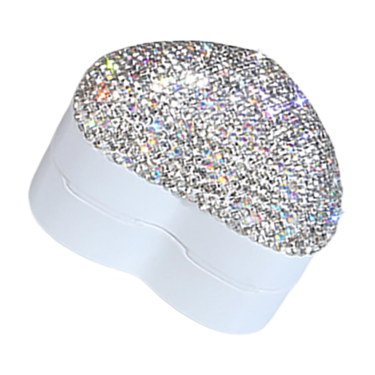 TOPBATHY 4 Pezzi Cofanetto Gioielli a Cuore con Strass, Argento, per Anelli | Plastica Floccata, Inserto Rimovibile, Illuminazione Automatica, per Nozze e Anniversario, Decorazione Romantica