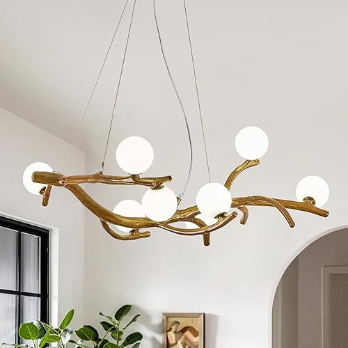 Miniatura 1 de Lámpara de techo moderna de 28.7 pulgadas, lámpara Sputnik de 8 luces, lámpara de resina de mediados de siglo sobre mesa, candelabros de altura