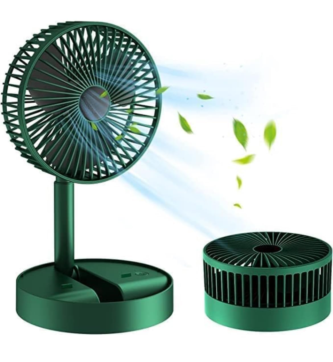 Pritama Portable Folding Fan, Rechargeable Standing Pedestal USB Fan, 3 Speeds, 3000mAh Battery Operated Fan for Home, Camping, Outdoor and Office