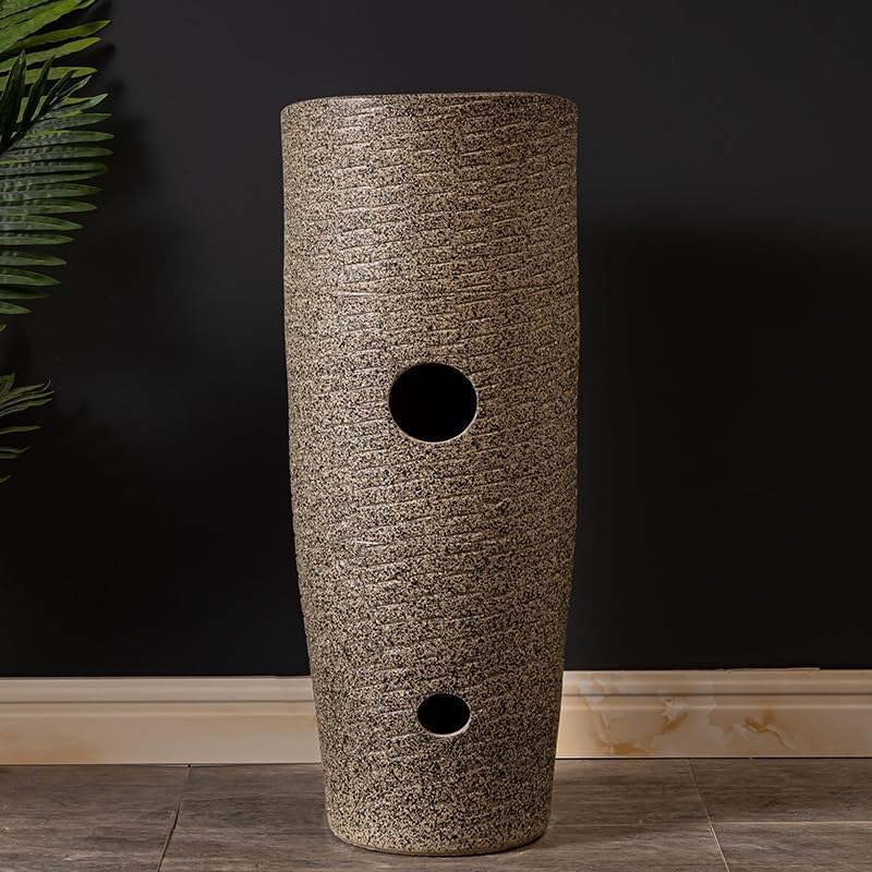 Bathroom Countertop Vessel Sink Household Pedestal Wash Basin Ceramic Sink, Floor-standing Pedestal Sink Vanity