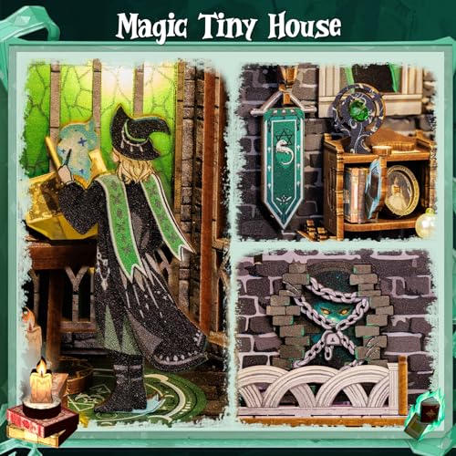 Image of CUTEBEE Book Nook Kit - DIY Booknook Miniature House Tiny House 3D Wooden Puzzle Dollhouse Kit for Adults and Teens, Bookshelf Insert Decor, DIY Craft Gift Model Build (Darkness Common Room)