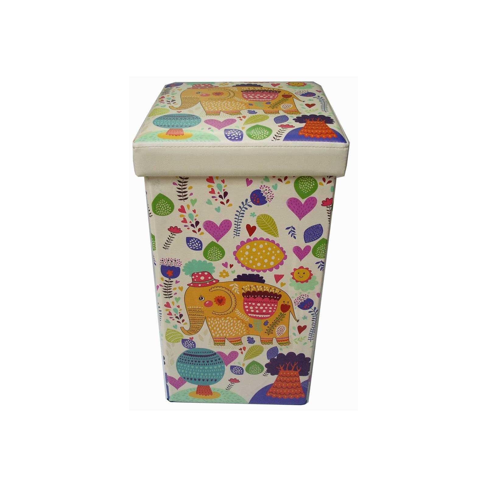 Biscottini Pouf contenitore bambini e adulti 33x60x33 cm | Scatole portaoggetti richiudibili con coperchio | Pouf contenitore quadrato con decorazioni