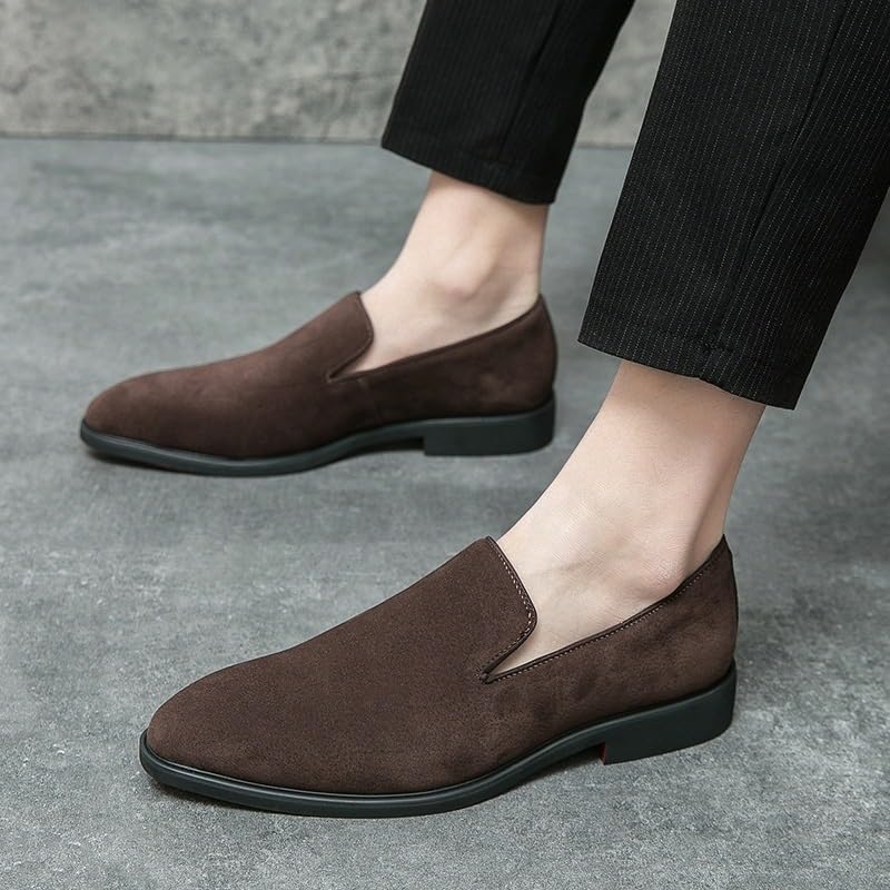Suede Oxford Shoes for Mens Fashion Vintage Waterproof Leather Round Toe Slip-on Non Slip Office Business2