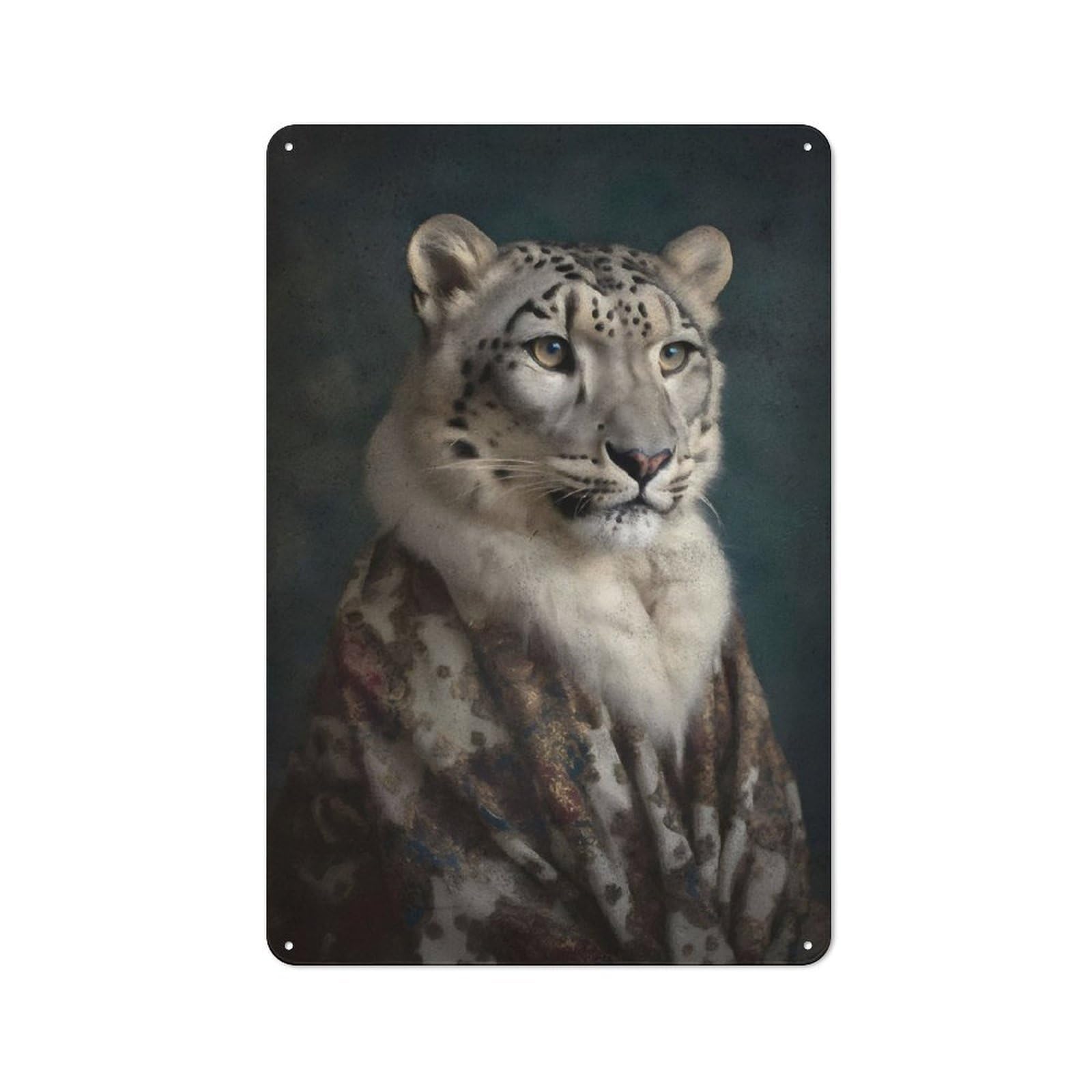 Junmoney Snow Leopard Renaissance Vintage-Inspired Tin Sign 30X20cm For Garage Or Workshop, For Garage, Workshop And Man Cave Decoration