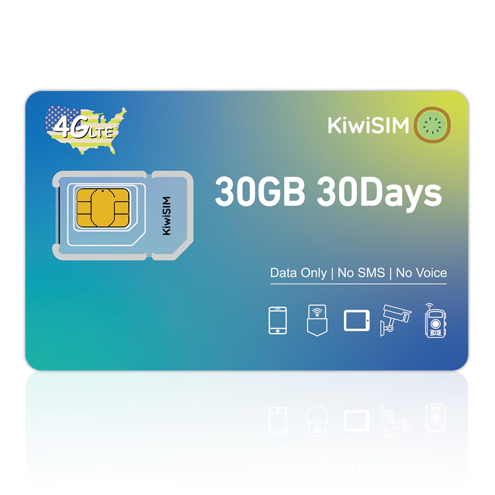 Prepaid SIM Card | 4G LTE Data SIM Card with 30GB 30Days | Support for AT&T, T-Mobile and Verizon| Works with Unlocked Tablet/WiFi Router/Mobile Hotspot/Security Camera, No Contract(Activate Needed)