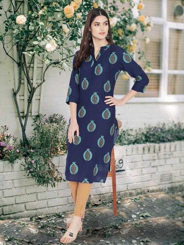 Image of Pinkmint Women Cotton Kurti ll Stright Printed Collared V Neck Kurta ll Stylish Regular Fit Kurti's (Pack of 01)
