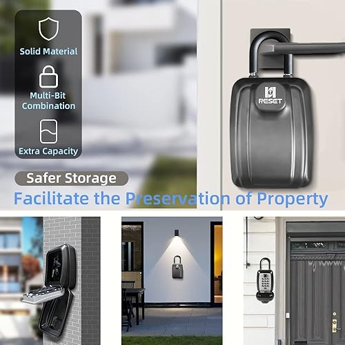 Miniatura 4 de RESET -G14 Caja de bloqueo de llave de 4 dígitos con grillete, caja de bloqueo de botón y carcasa protectora para exteriores resistente a la
