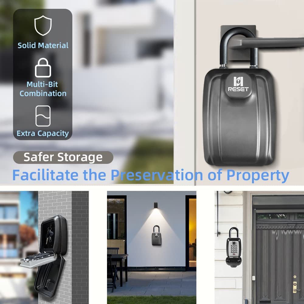 RESET G14 4 Digit Combination Wall Mounted Safe, Weatherproof Outdoor House Key Storage, Black - Image 4