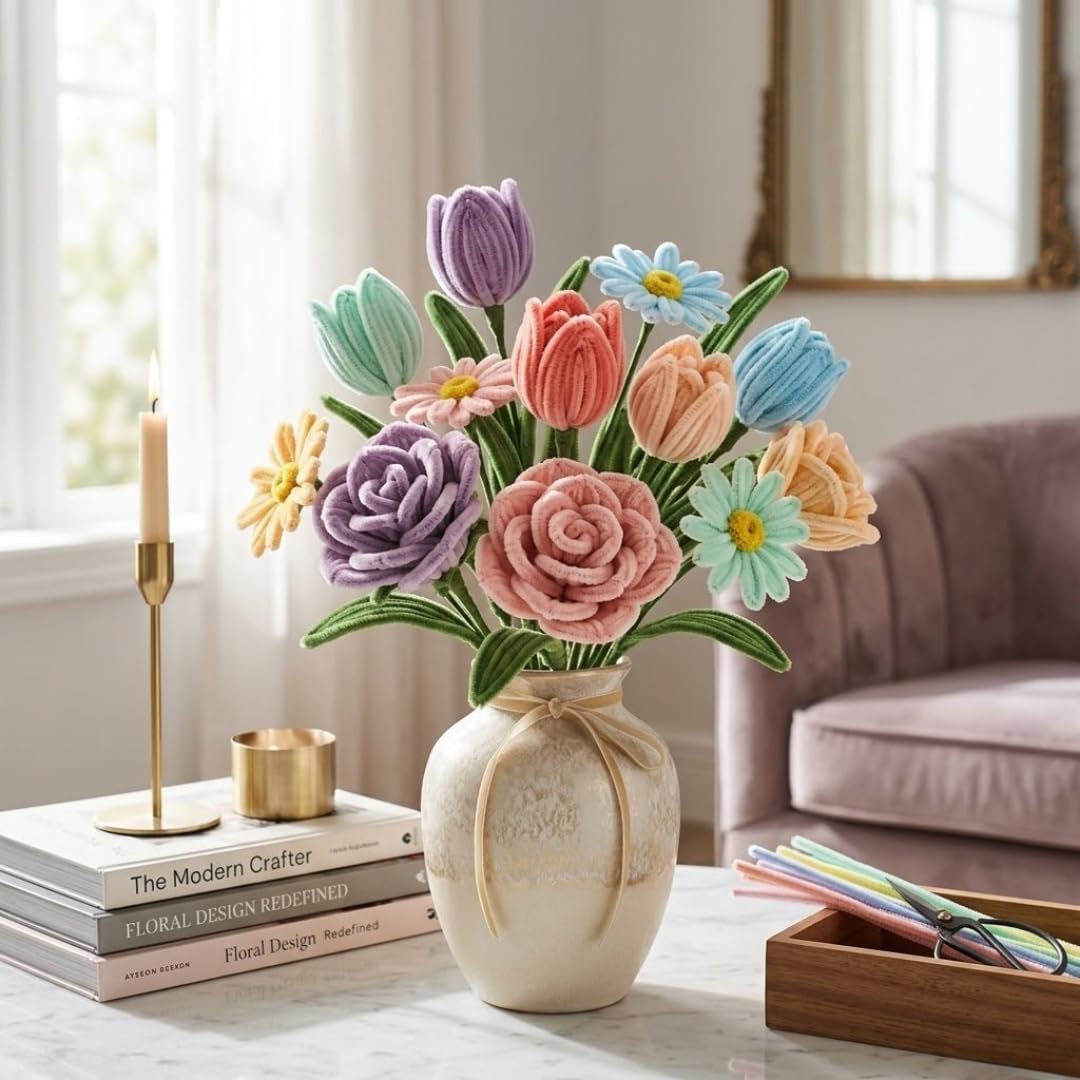 DIY Pipe Cleaner Flowers - Craft Bouquet Kit -3 DIY Pipe Cleaner Flowers - Craft Bouquet Kit -3