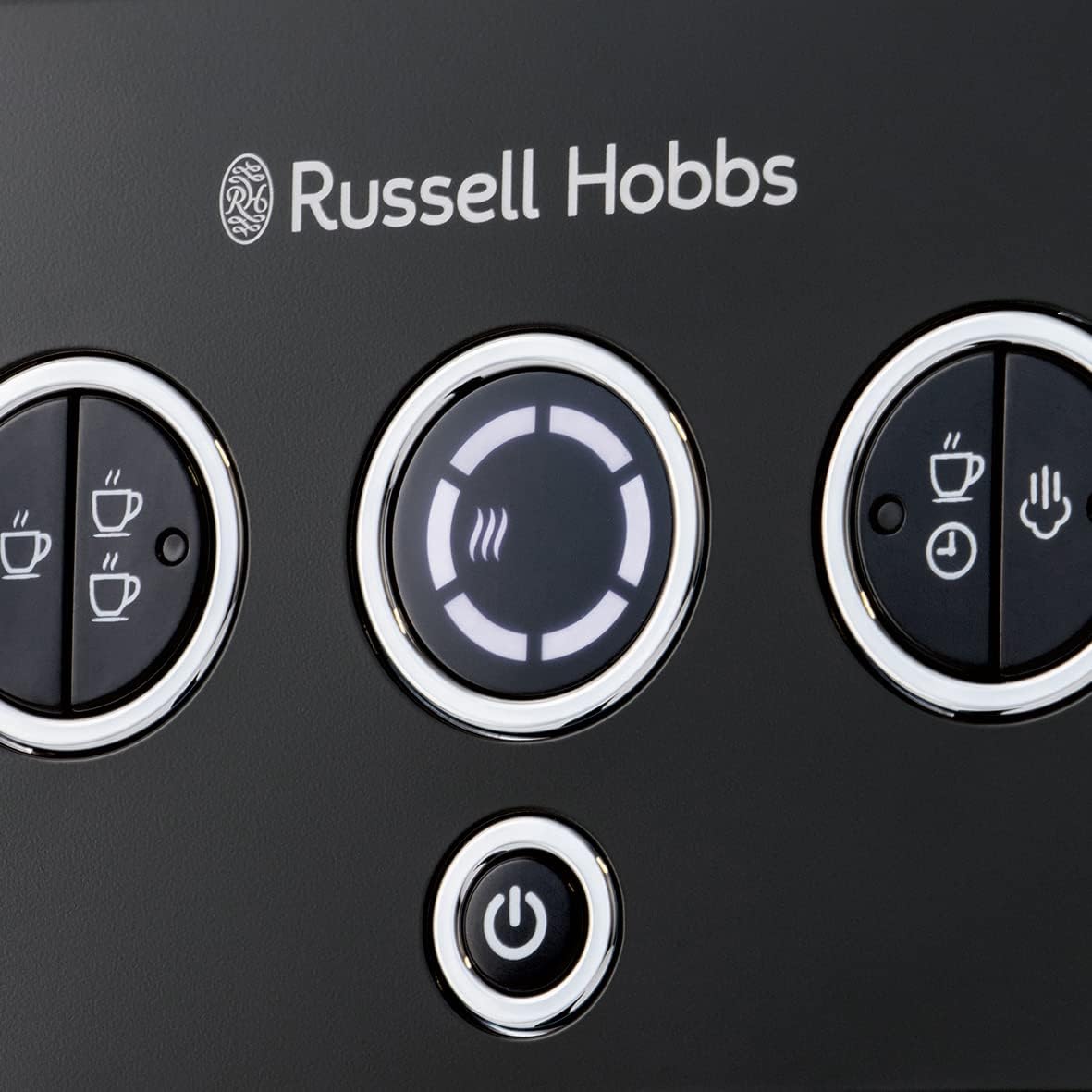 Russell Hobbs Macchina caffè Espresso, Pressione 15 Bar, Caffè Macinato o Capsule ESE, Riscaldatore a Termoblocco, Asta a Vapore Girevole, Acciaio Inox, Distinctions Black 26450-56