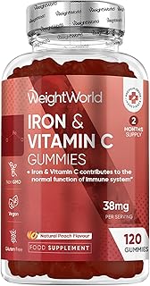 Iron Gummies with Vitamin C - 38mg per Serving - 120 Gummies - 2 Months ...