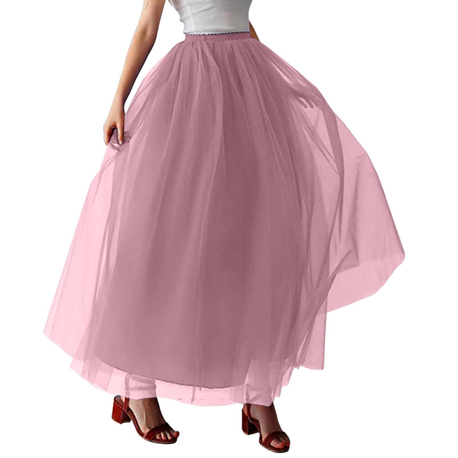 Gonna da donna in tulle, stile classico, gonna a tutù, taglia media, per adulti, a rete, a forma di fiori