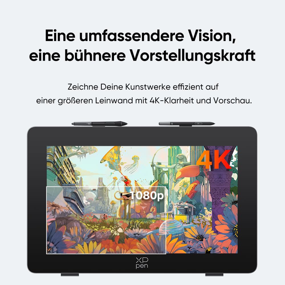 XPPen Artist Pro 24 (Gen 2) 4K Grafiktablett mit Display für PC, 23,8 Zoll Grafikdisplay mit 16384 Druckstufen X3 Pro Stift, Ideal für Designer, Künstler