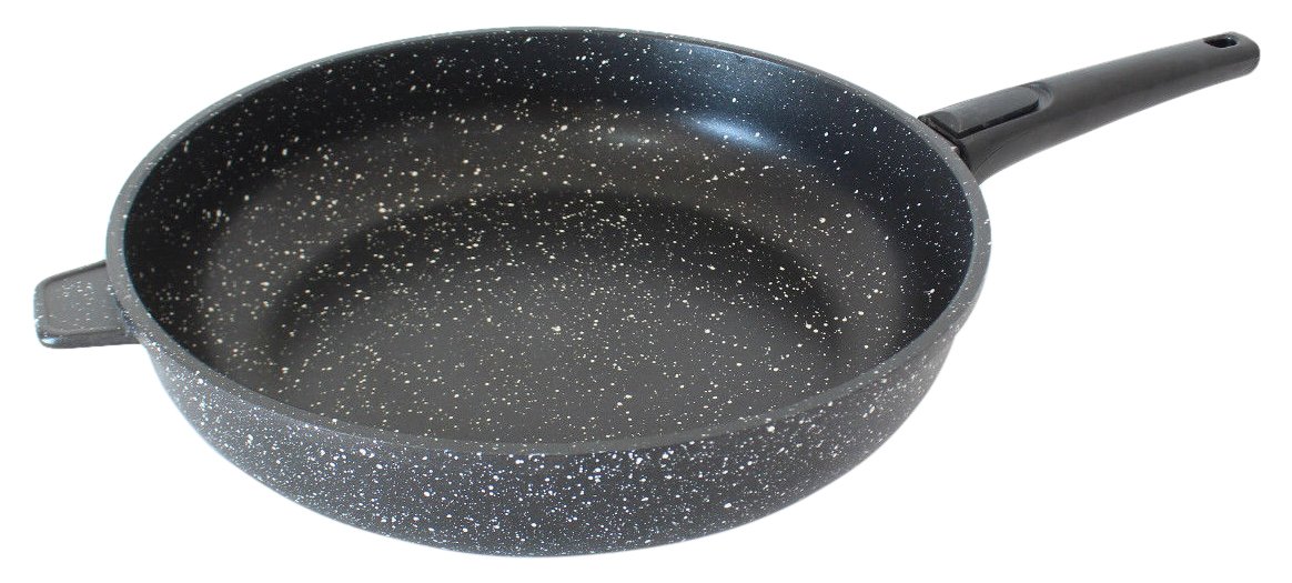 EN-21120 Padella Alta Antiaderente, Pietra, Nera, 32x32x9 cm