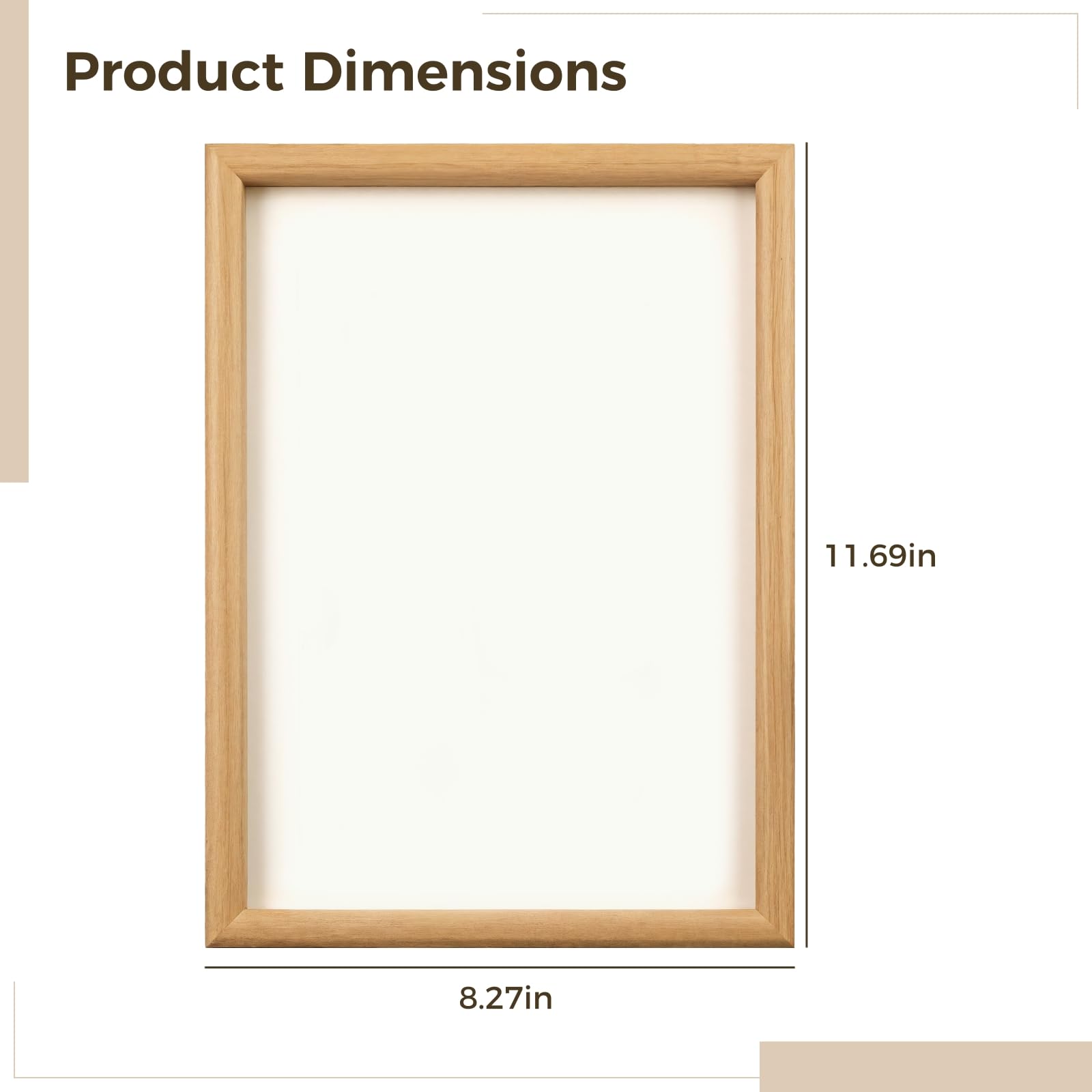 Generisch 2 marcos de fotos de madera, formato A4 de 8,3 x 11,7 pulgadas, disco acrílico transparente, bordes redondeados, diseño sencillo, para decoración de escritorio y habitación, para el hogar y