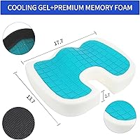 Vista 4 de Cojín de asiento mejorado de gel – Almohada de espuma viscoelástica para silla con gel refrescante para ciática, alivio del dolor de espalda y coxis
