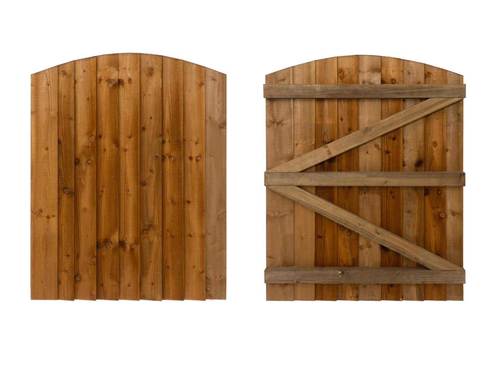 Featheredge Arch top, Wooden Garden and Side Gates (v3)(H-1800, W-775, Brown Finish)