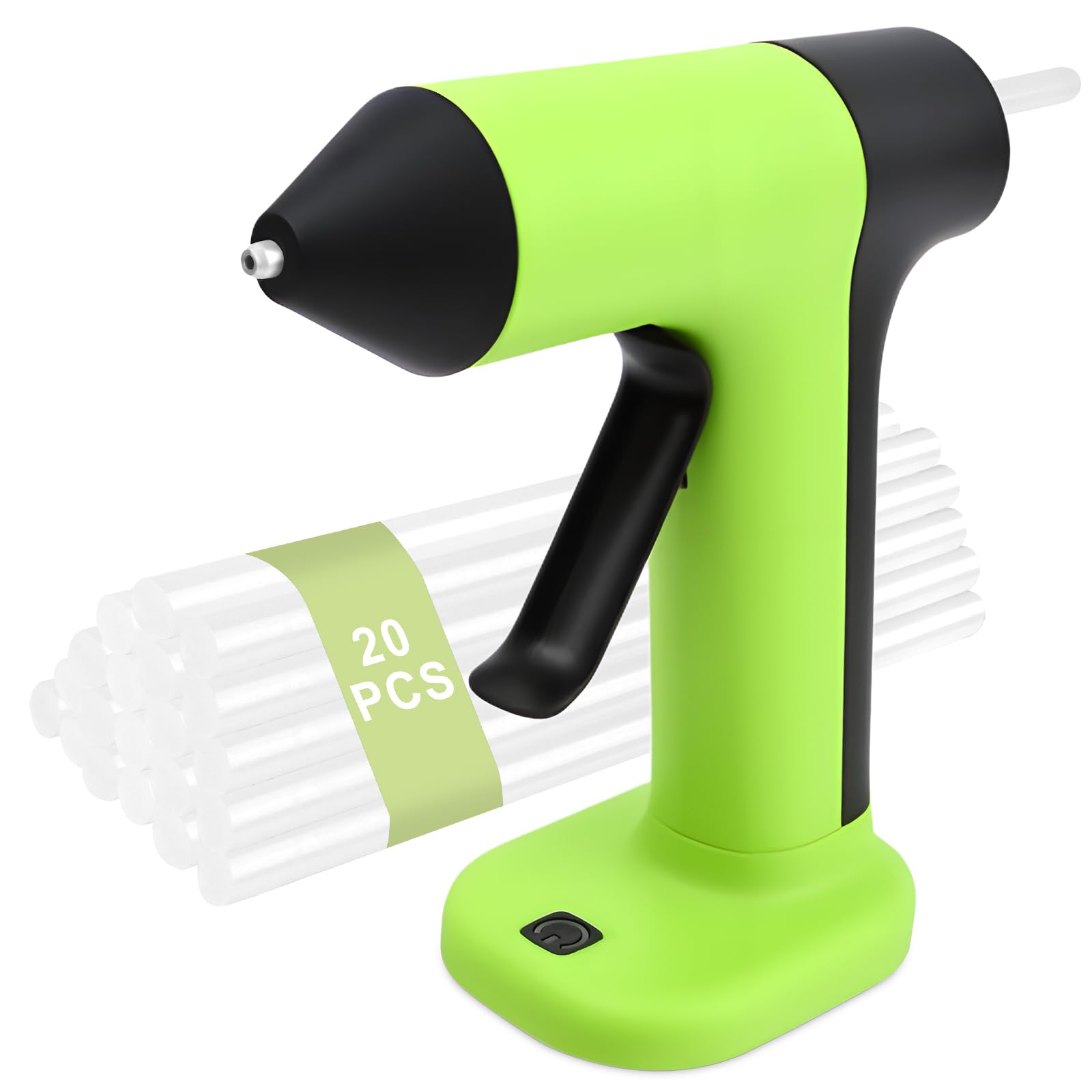 GuKKK Heißklebepistole mit 20 Heißklebesticks 8mm, Heissklebepistole Akku 2000mAh Klebepistolen, USB Typ-C Aufladende, Klebepistole Kabellos zum Basteln DIY Basteln Reparatur Zuhause und Büro