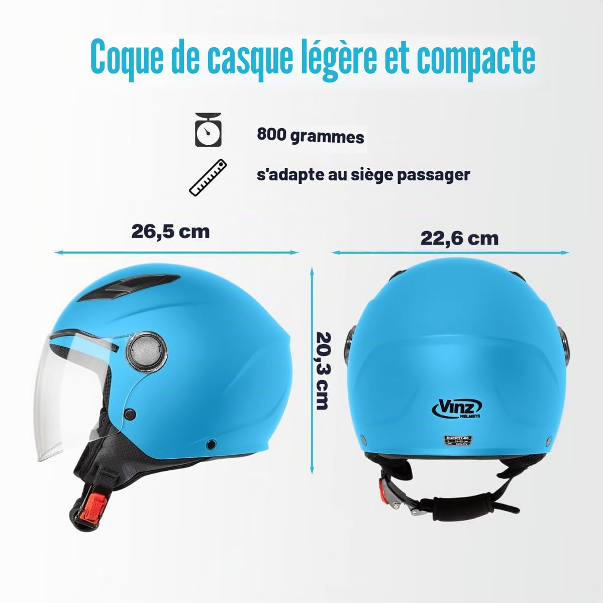 VINZ Magic Casque de Moto pour Enfant | Casque Jet en Tailles YS–YXL | Casque Enfant pour Moto, Scooter et cyclomoteur | Certifié ECE 22.06