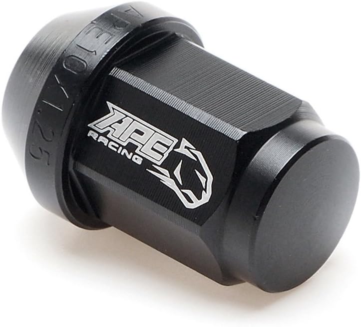 Black Acorn Wheel Lug Nuts - APE RACING Forged 7075-T6 Aluminum 10x1.25mm Tapered Lugnuts (Pack of 16) for ATV Quad, 17mm Hex Head 60 Conical Seat, Extremly Light Weight and Corrosion Resistance