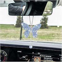 Vista 16 de zipelo Accesorios de automóvil con diamantes de mariposa brillante, dijes de cristal para espejo retrovisor de automóvil para mujeres, decoración