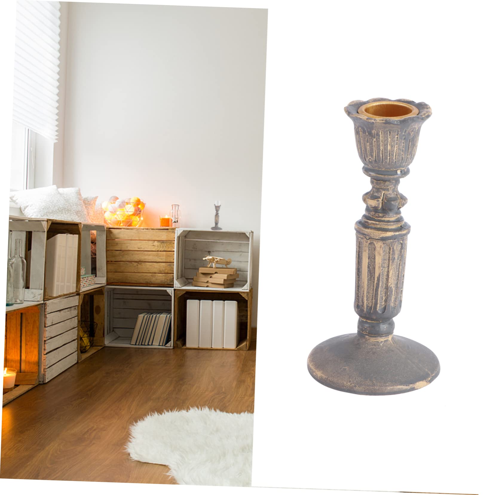 FUNOMOCYA 1Pc Antique Resin Candlestick Sconce Elegant Candle Accessory for Home Decor Stable Base for Taper Candles for Weddings and Romantic Settings