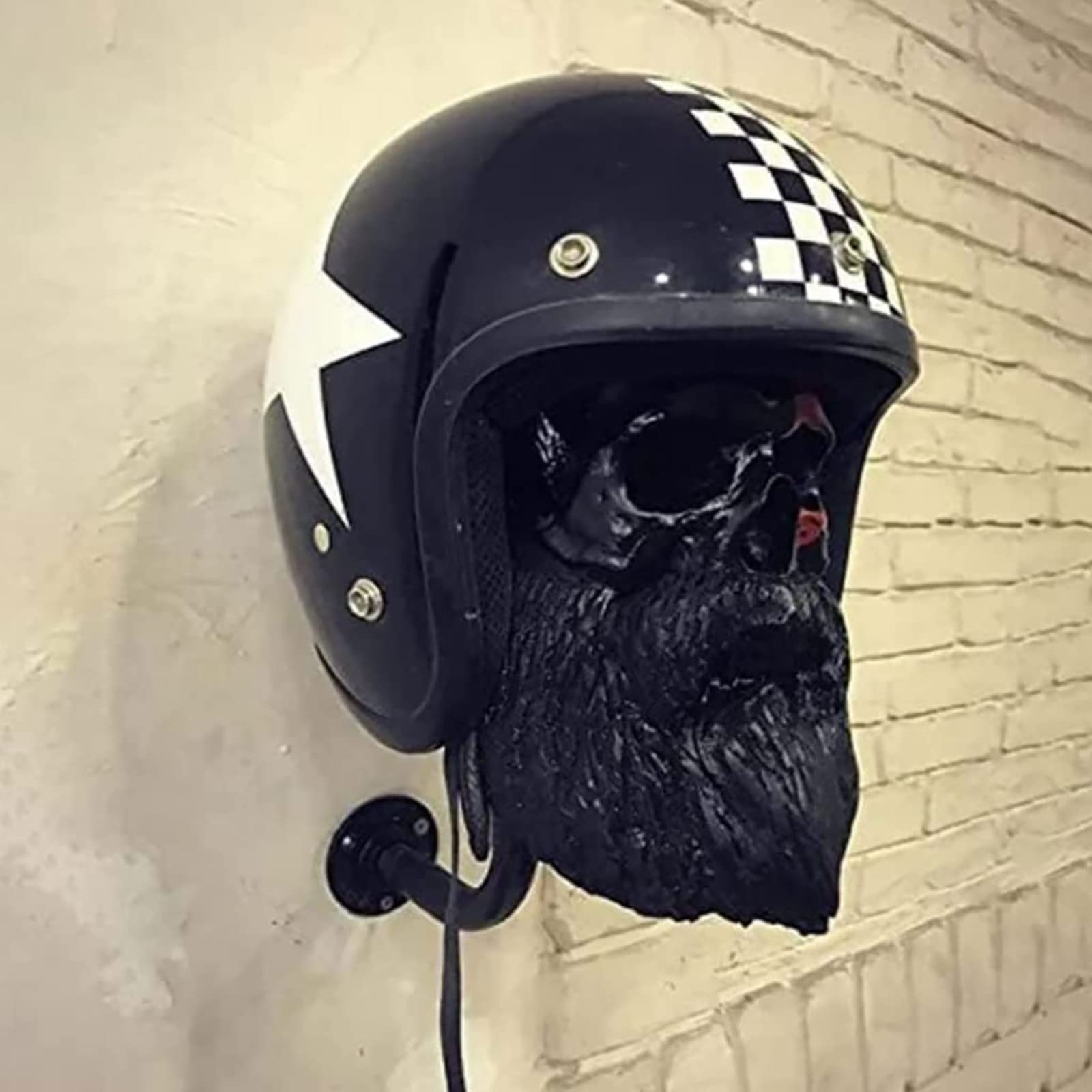 Support Mural Crâne Tête De Mort En Résine – Porte-Casque Moto, Vélo, Baseball – Décoration Punk Gothique Pour Garage Ou Maison