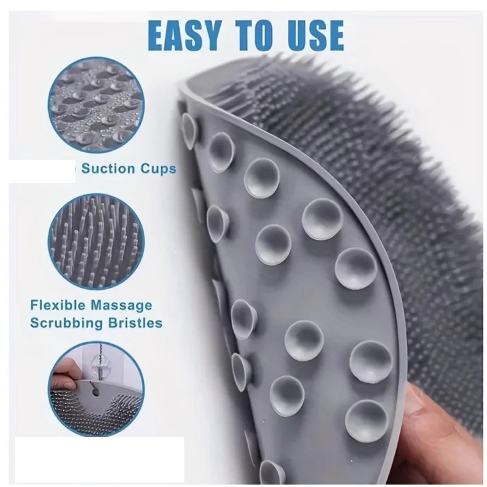 2 uds Cepillo de baño Almohadilla Exfoliante Almohadilla de Masaje de pies de Ducha Cepillo de Ventosa for Limpiar la Parte Trasera del pie Cepillo de Lavado Cuerpo de baño para Baño(Gray)