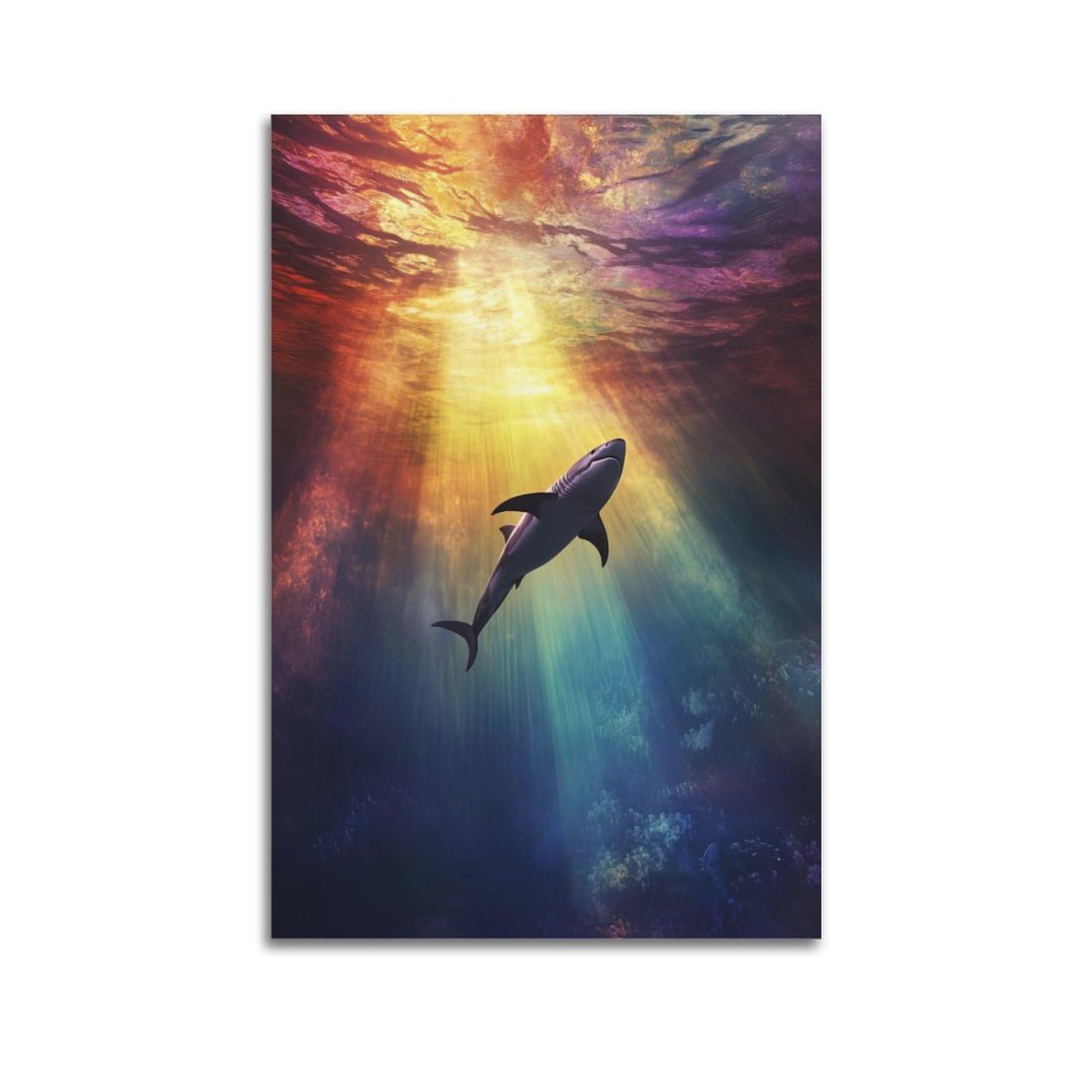 HUIYHB Animal Poster Sharks in The Ocean Poster Decorative Painting Canvas Wall Posters And Art Picture Print Modern Family Bedroom Decor Posters 24x36inch(60x90cm)