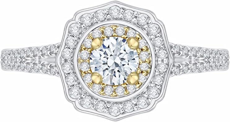 Blocaci Vintage Engagement Rings for Women White Gold with 1 Carat Center Moissanite, 10K 14K 18K Real Gold Womens Engagement Rings Wedding Anniversary