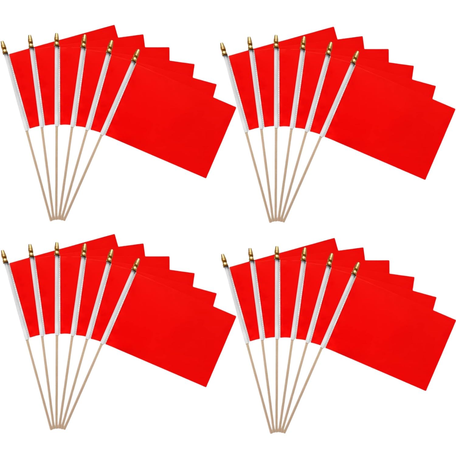 Wooden Sticks-20 Packs Small Flags Red Hand-hold Mini Flag Solid DIY Graffiti Banner Referee Flag Party Parade Celebration Sports Kindergarten School Events Festival Decoration 14 * 21cm/5.5 * 8.2in