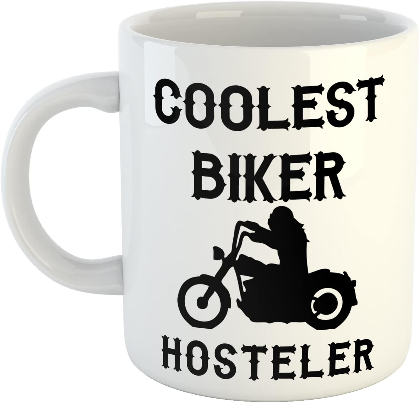 Coolest Biker Hosteler White Ceramic Hand Printed Mug