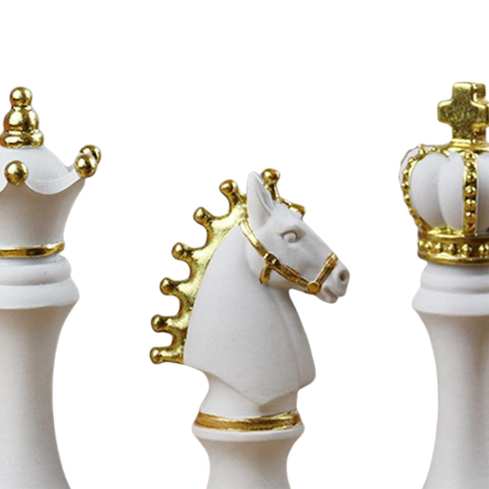 perfk 3 Styles Résine Pièces D'échecs Conseil D'échecs Statue Décor Pièce Simulation D'échecs Ornements Rétro Décoration, Blanche